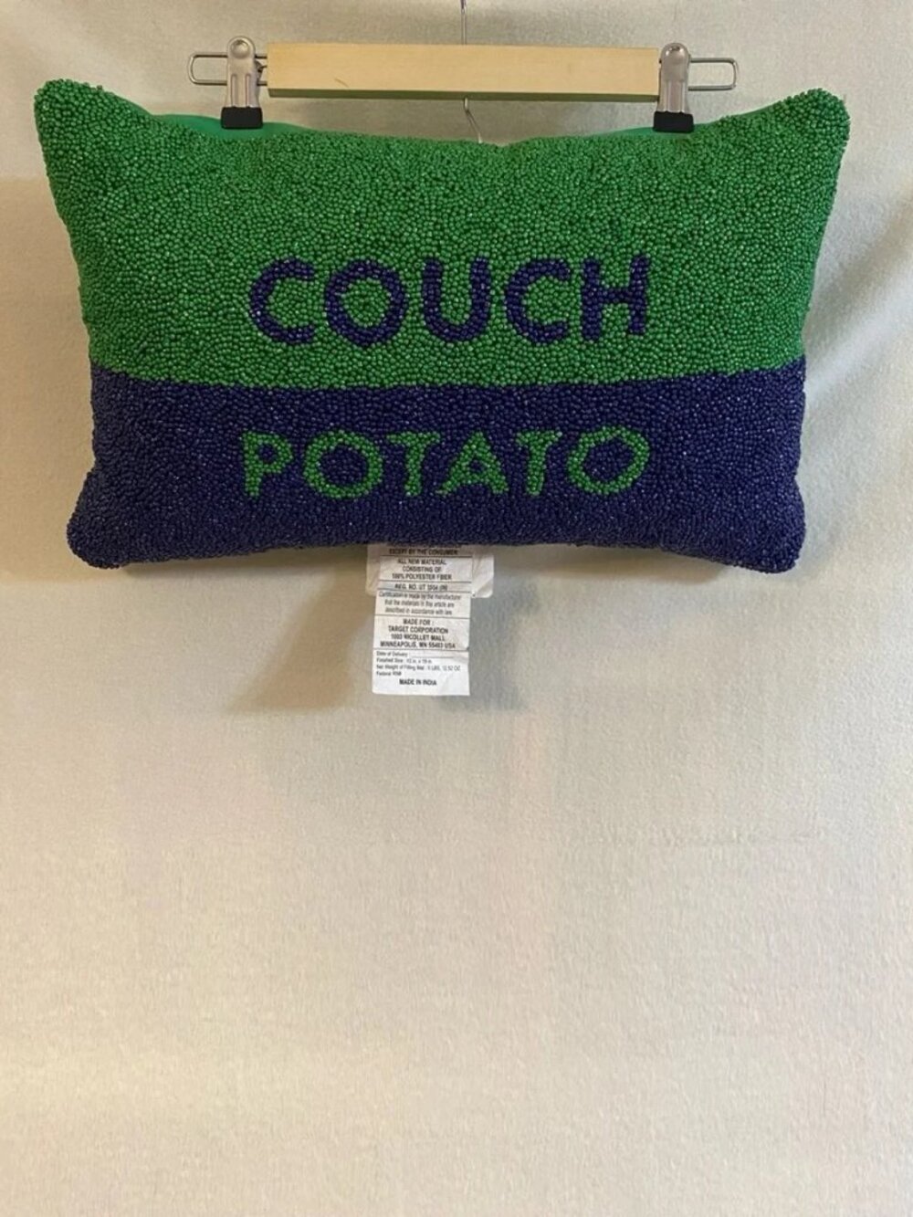 Kate Spade x Target blue green beaded Couch Potato throw toss pillow